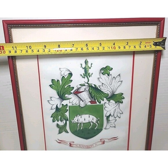 Vintage 14.5" X 11" Famed & Matted " Hanlon" Coat Of Arms - Picture 4 of 8